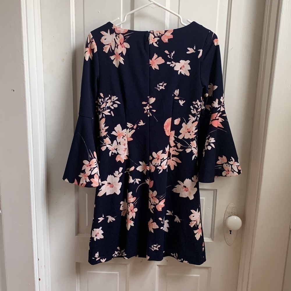 NWT Eliza J Floral Dress Navy & Pink Size 2 Office Business Casual Colorful - Picture 5 of 7